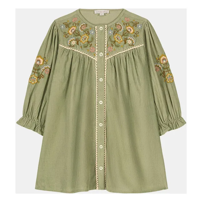 Floriane Vestido de pana fina | Verde Almendra