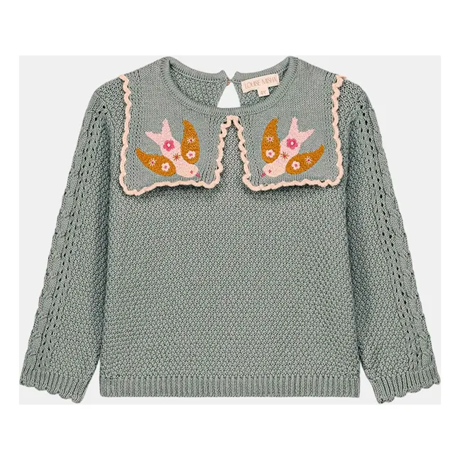 Rilda Large Collar Sweater | Grey blue