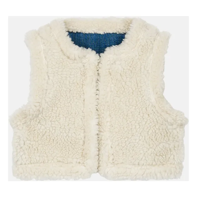Veste Sans Manches Réversible Façon Fourrure Librana | Bleu jean