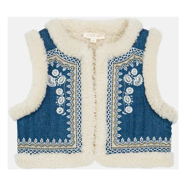 Veste Sans Manches Réversible Façon Fourrure Librana | Bleu jean