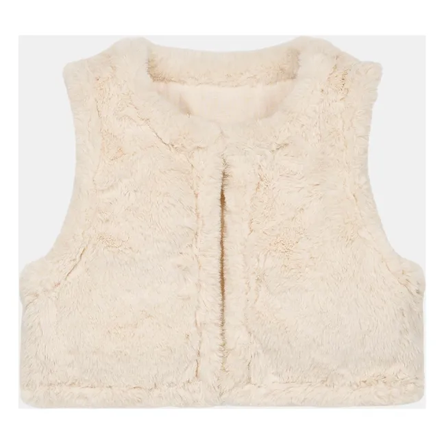 Veste Sans Manches Réversible Façon Fourrure Librana Coton Bio | Crème