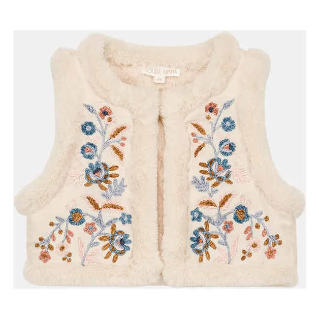Veste Sans Manches Réversible Façon Fourrure Librana Coton Bio | Crème