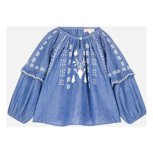 Blouse Irisa Chambray Coton Bio | Bleu