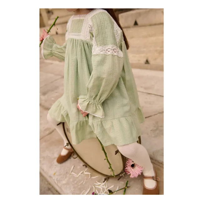Vestido Laureline de algodón orgánico | Verde Almendra