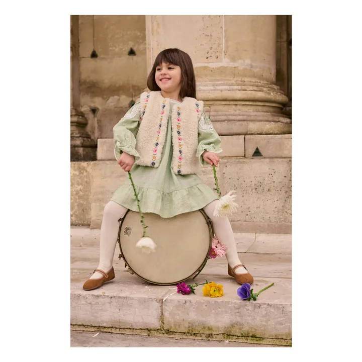 Vestido Laureline de algodón orgánico | Verde Almendra- Imagen del producto n°2