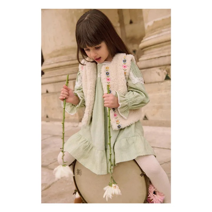 Vestido Laureline de algodón orgánico | Verde Almendra- Imagen del producto n°1