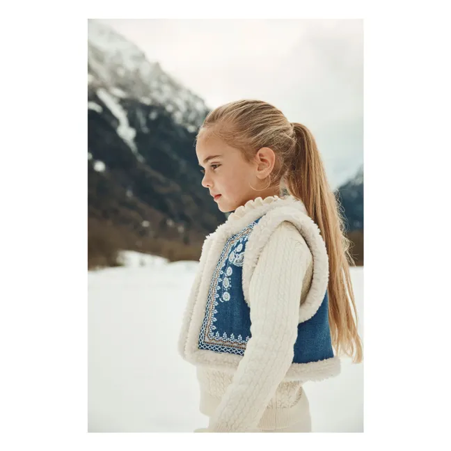 Reversible Sleeveless Fur Jacket Librana | Denim blue