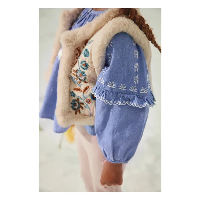 Reversible Sleeveless Fur-Look Jacket Librana Organic Cotton | Cream