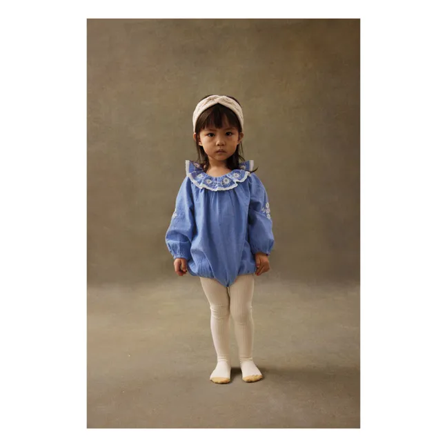 Barboteuse Ilani Chambray Coton Bio | Bleu jean