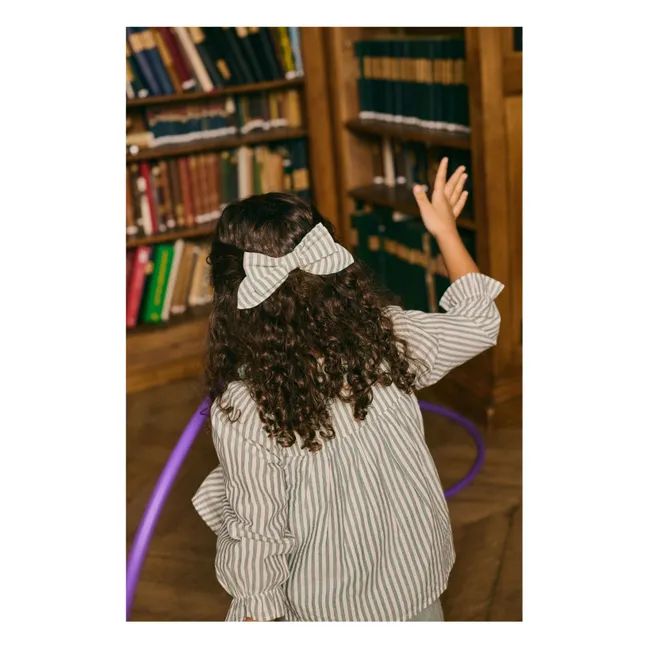 Blusa Antonella de algodón orgánico a rayas | Verde Almendra