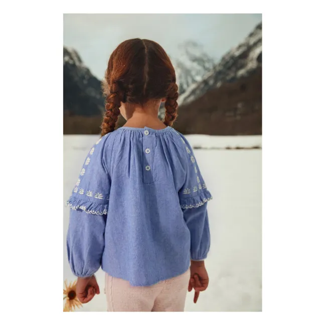 Blouse Irisa Chambray Coton Bio | Bleu