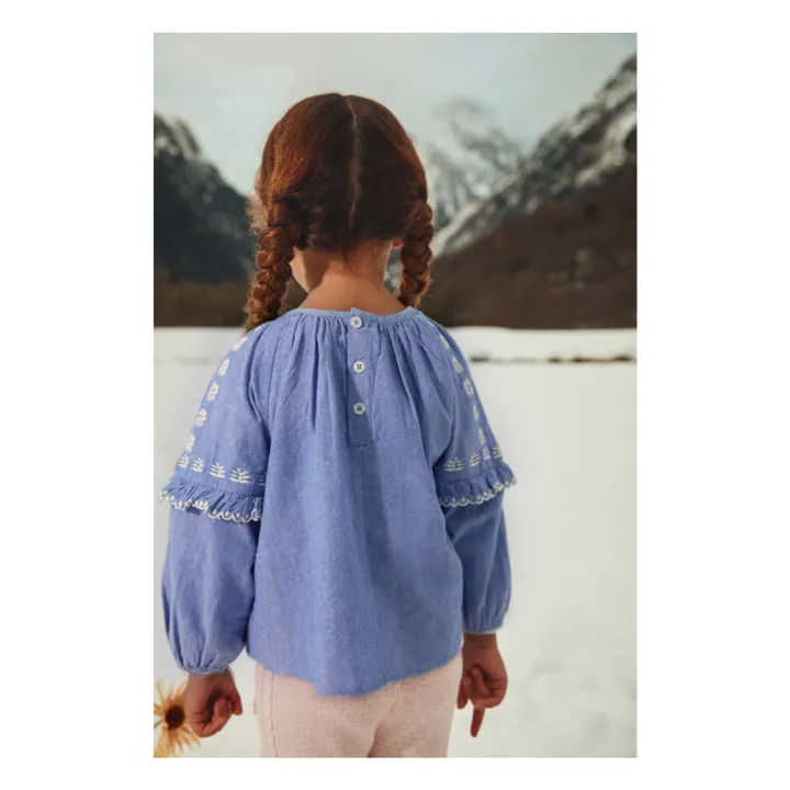 Blusa de algodón orgánico Irisa Chambray | Azul- Imagen del producto n°4