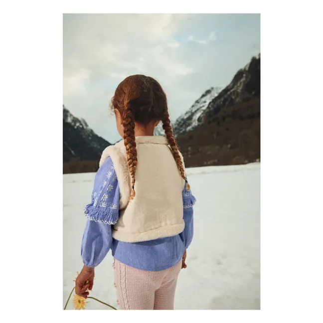 Blusa de algodón orgánico Irisa Chambray | Azul