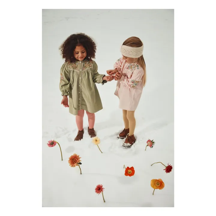 Floriane Fine Corduroy Dress | Almond green- Product image n°4