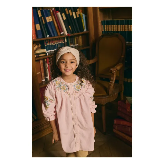 Robe Floriane Velours Côtelé Fin | Rose pâle