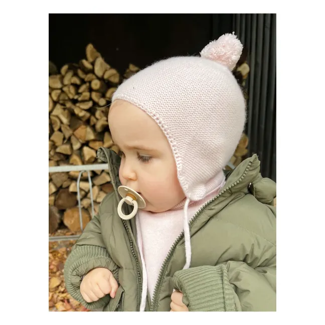 Bonnet Pom Pom Cachemire | Rose pâle
