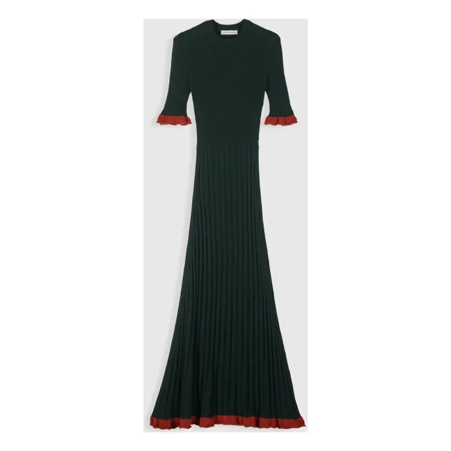 Vestido Magda de lana merina extrafina | Verde Oscuro