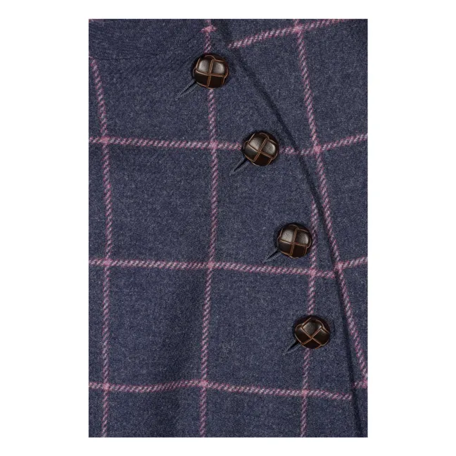 Clery Carreaux Wool Cape | Purple