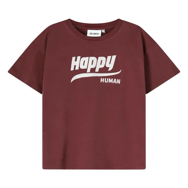 T-shirt Happy Human Cotone organico | Bordeaux