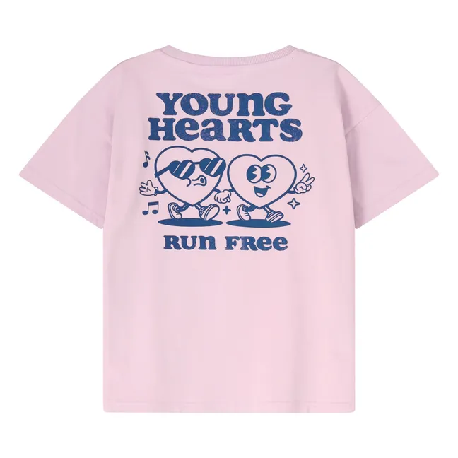 T-shirt Young Hearts Coton Bio | Rose pâle