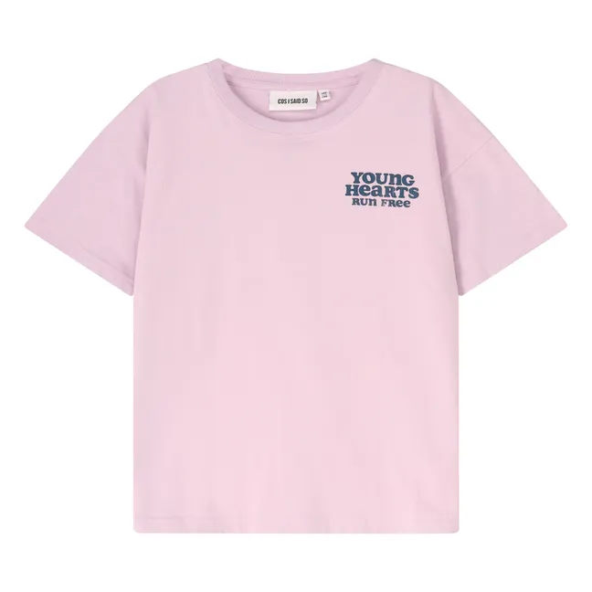 T-shirt Young Hearts Cotone organico | Rosa Pallido