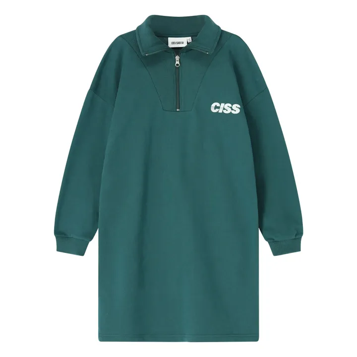 Robe Col Zippé Coton Bio | Vert foncé- Image produit n°0