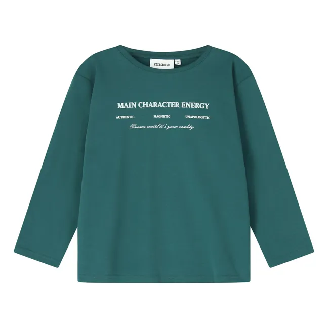 T-shirt Manches Longues Main Character Coton Bio | Vert foncé