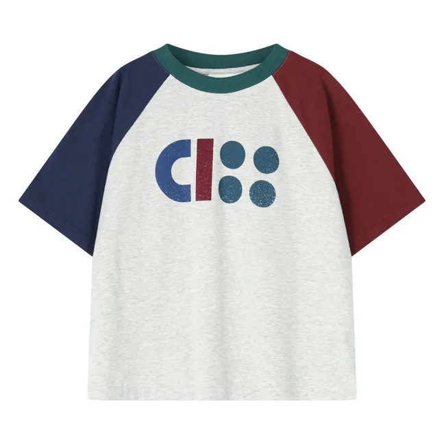 Maglietta Raglan in cotone organico colorblock | Grigio