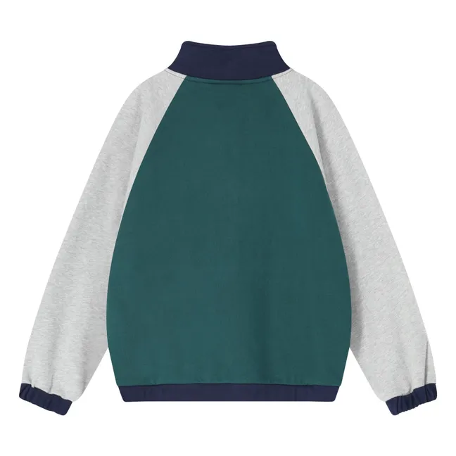 Sweatshirt mit Reißverschluss Colorblock Bio-Baumwolle | Grau