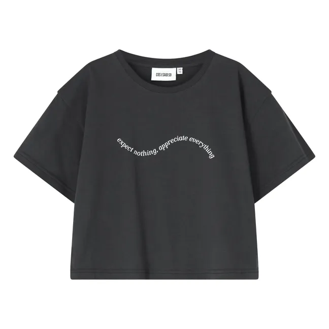 T-shirt Crop Top Expect Nothing Coton Bio | Noir