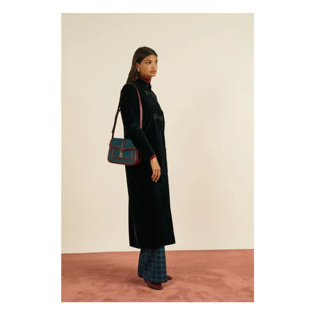 Noah Corduroy and Leather Bag | Petrol blue