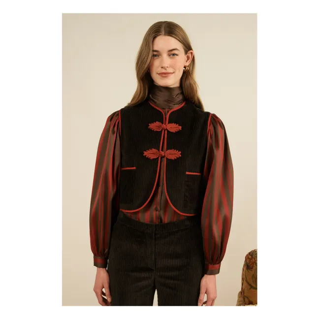 Vienna Corduroy Sleeveless Jacket | Brown