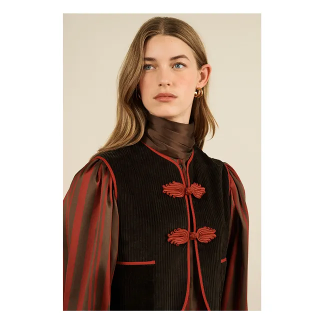 Vienna Corduroy Sleeveless Jacket | Brown