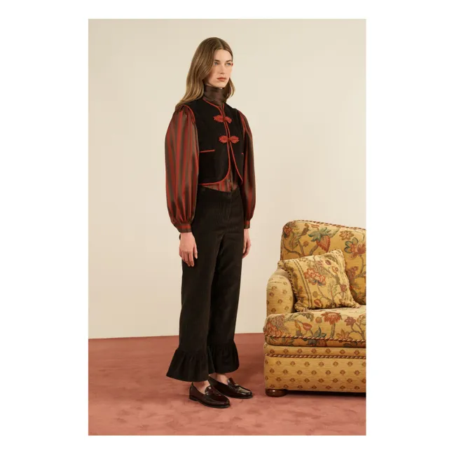 Vienna Corduroy Sleeveless Jacket | Brown