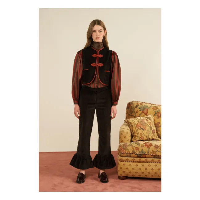 Vienna Corduroy Sleeveless Jacket | Brown