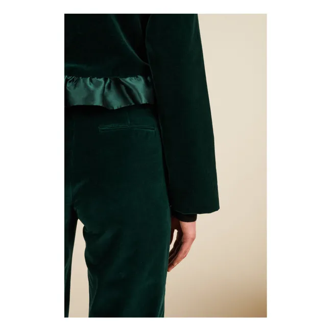 Percy Velvet Wool Pants | Green