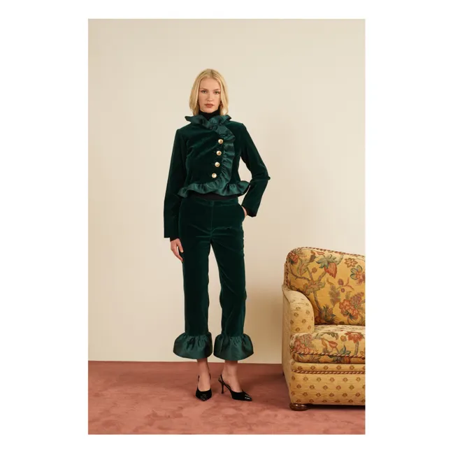 Pantaloni in lana e velluto Percy | Verde