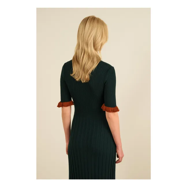 Magda Extra Fine Merino Wool Dress | Dark green