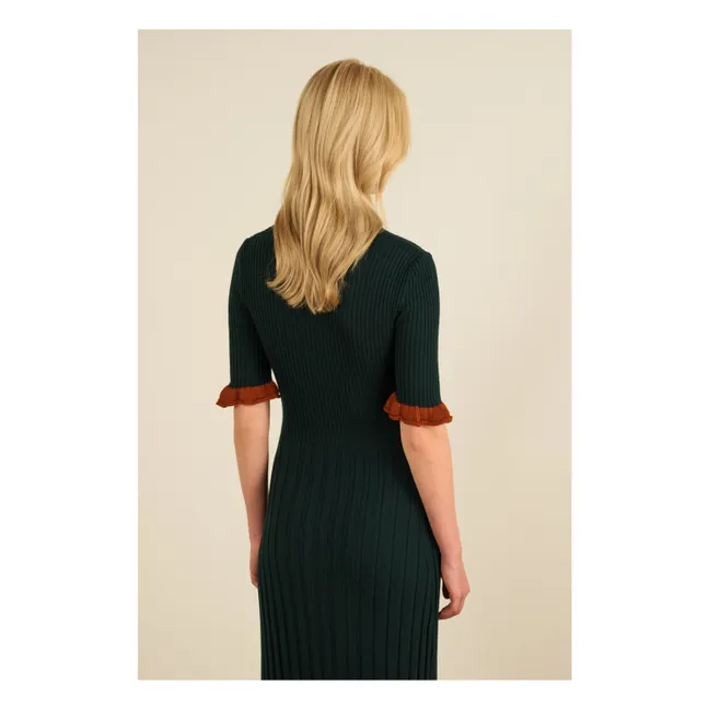 Vestido Magda de lana merina extrafina | Verde Oscuro