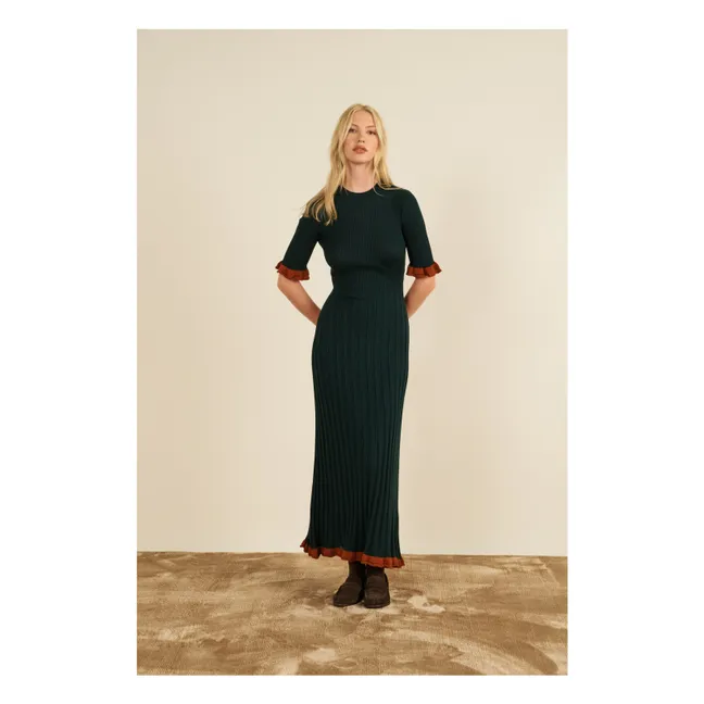 Vestido Magda de lana merina extrafina | Verde Oscuro