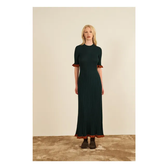 Vestido Magda de lana merina extrafina | Verde Oscuro