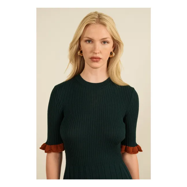 Vestido Magda de lana merina extrafina | Verde Oscuro