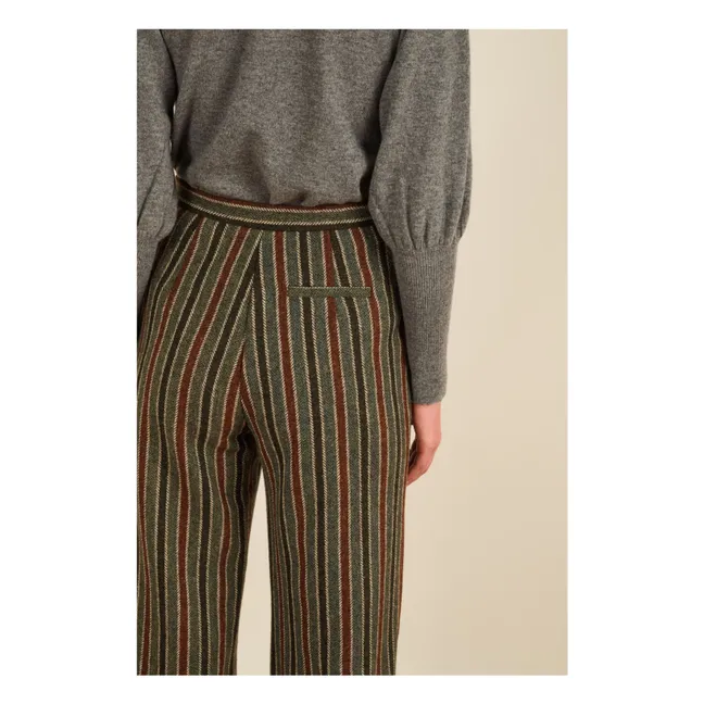 Pantalon Lova Rayé Laine | Gris