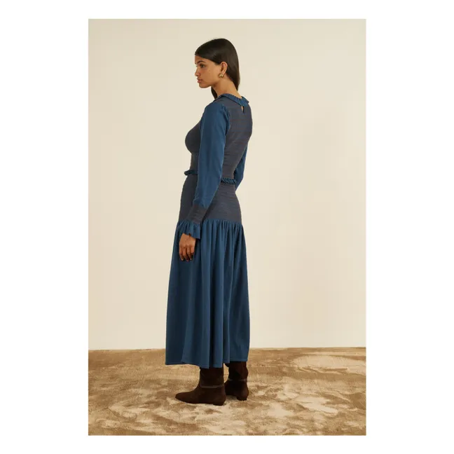 Gonna a maglia con gufo | Blu marino