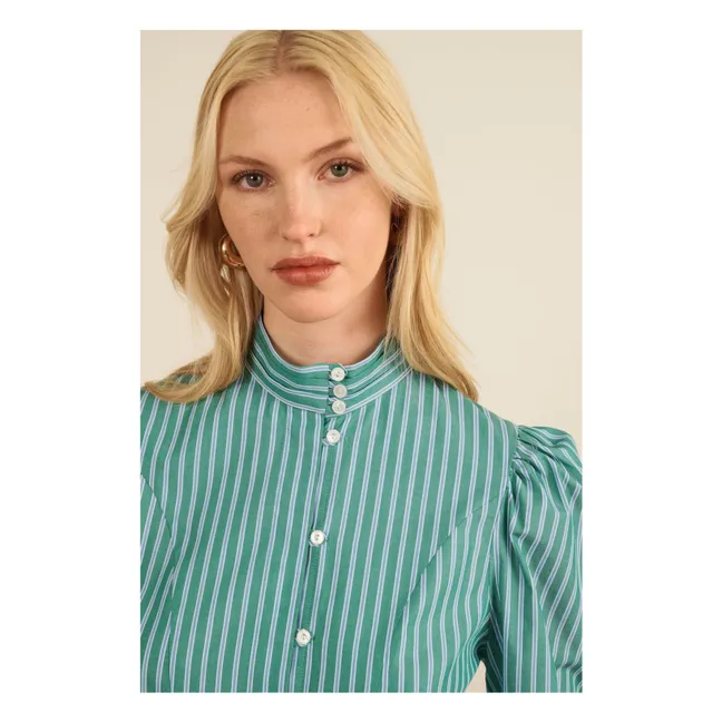 Iza Striped Blouse | Green