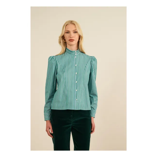 Iza Striped Blouse | Green