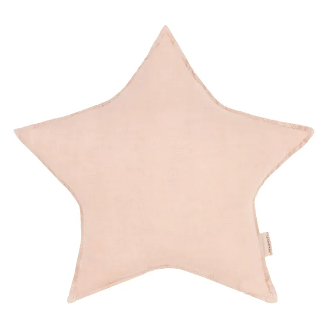 Coussin Etoile - Lin Français | Rose poudré