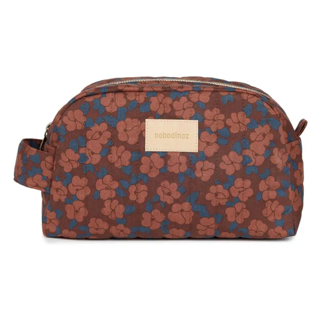 Hyde Park Maroon Poppies waterproof toiletry bag | Brick red