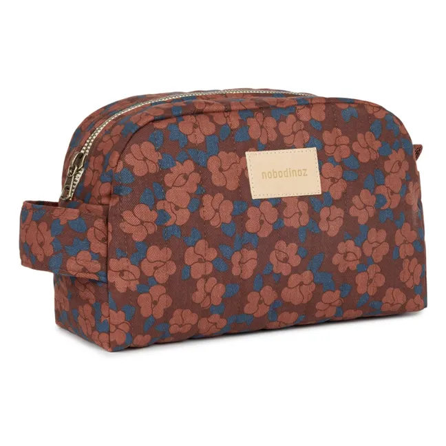 Borsa da toilette impermeabile Hyde Park Maroon Poppies | Mattone