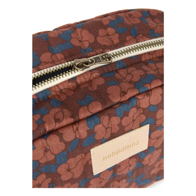 Hyde Park Maroon Poppies waterproof toiletry bag | Brick red